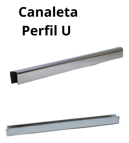 Kit 8 Perfil U Canaleta Aco Inox 304 Polido Vidro 10mmx500mm