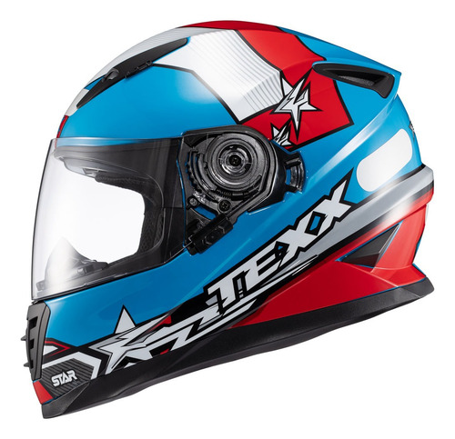 Capacete Masculino Texx Wing Superstar Azul Moto Oculos 