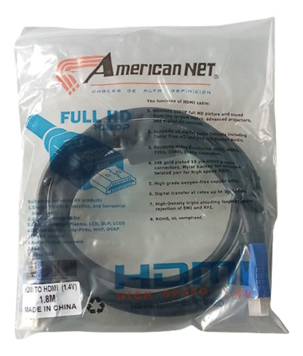 Cable Hdmi Economico 1.4v 1.80 Mts American Net Nuevos