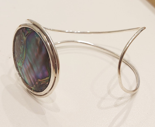 Pulseira Bracelete Em Prata 925 Com Abalone