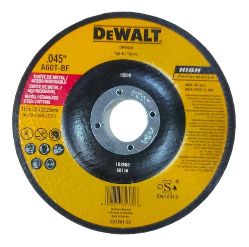 Disco De Corte Ultrafino 4-1/2 Dewalt 