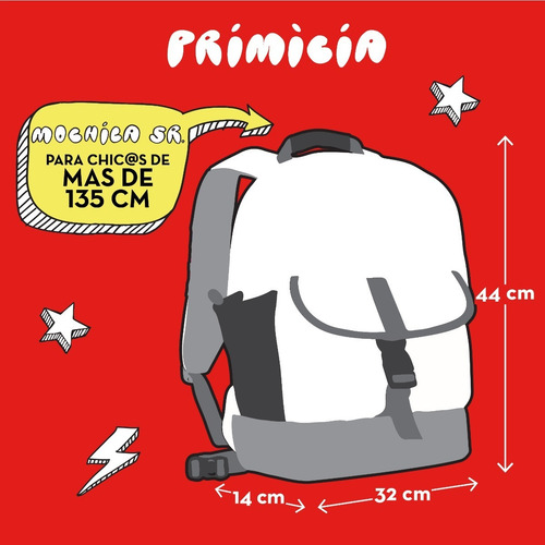 Imagen 6 de 7 de Mochila Sr. Reforzada Lisa Infantil Impermeable Primicia