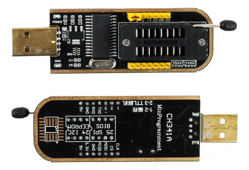 Leitor Gravador Eprom Usb Ch341a Flash Bios Kit 2 Peças