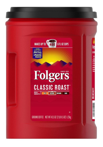 Cafe Folgers Classic Clasico Bote Jumbo 1.23kg 400 Tazas