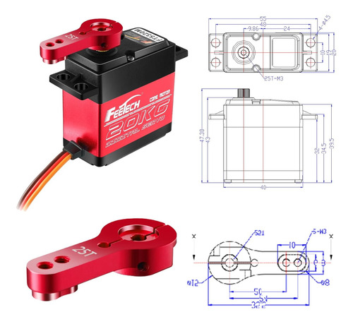 Paquete De 2 Servos Rc De Alto Par De 20 Kg, Servomotor De 7