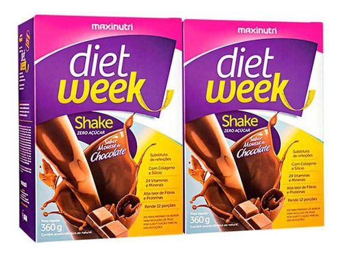 Kit 02 Diet Week Shake Mousse De Chocolate 360g Maxinutri