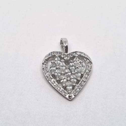 Imagen 3 de 6 de Dije Plata Rodinada Corazon Con Cubic 20mm