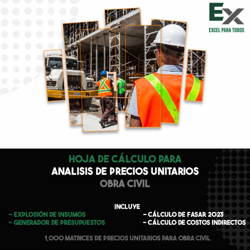 Excel Con 1,000 Matrices De Precios Unitarios De Obra Civil (Usado)