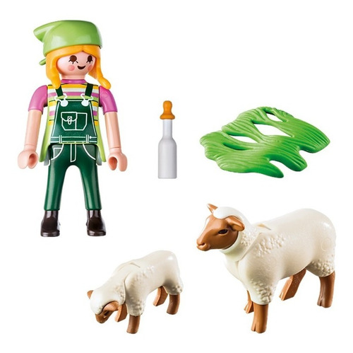 Imagen 2 de 6 de Playmobil Special Plus - Granjera Con Ovejas - 9356