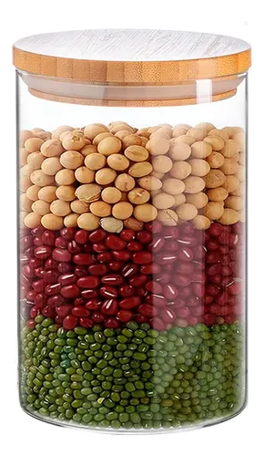 comprar Recipiente Multiuso De Vidrio Con Tapa De Bambú - 10 X 15cm