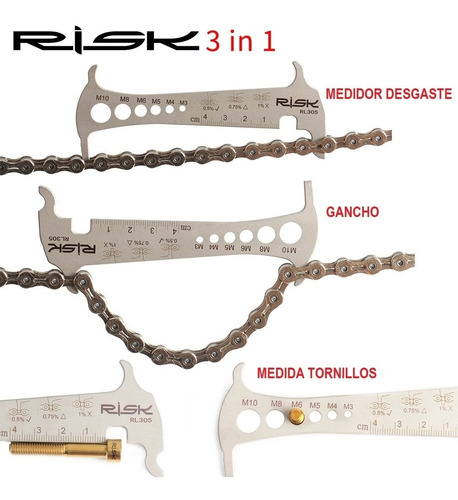 Herramienta Medidor Desgaste Cadena Bicicleta Risk Rl305