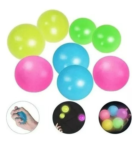 Pelotas Pegajosas Fluorescentes Juguete Niño Tiktok Pack 12