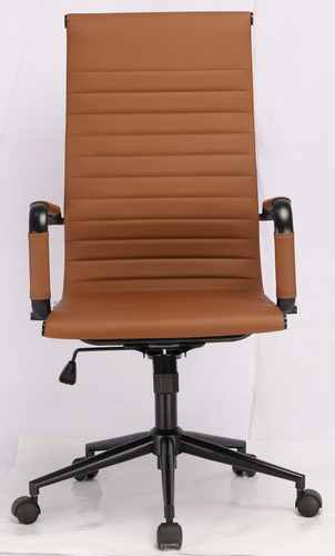 Cadeira Presidente Anm03 Black/white Caramelo/base Preta Couro Sintético