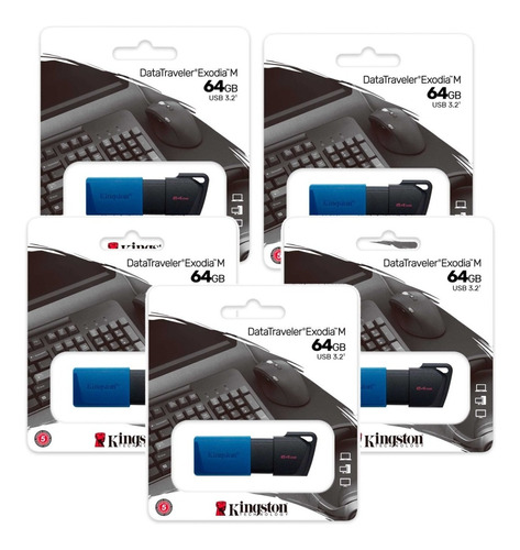 Kit 5 Memorias Usb Kingston 64gb  Dtxm/64 3.2 Data 