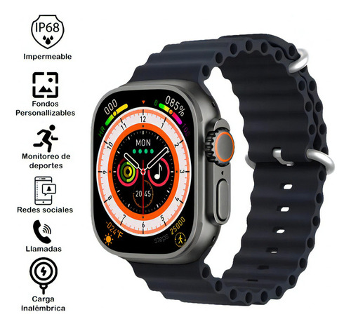 Reloj Inteligente T10 Ultra Smartwatch 49 Mm Llamadas Notificaciones Deportes Sensor De Ritmo Cardiaco Temperatura