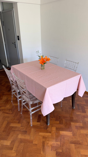 Mantel Tusor De 2,00 X 1,35 Mts. Rectangular 100% Algodón Rosa Viejo Lisa