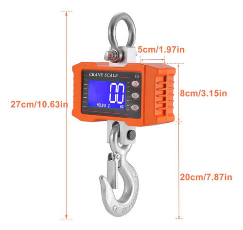 Balanza Para 1000kg Bascula Dijital Pantalla Lcd Naranja