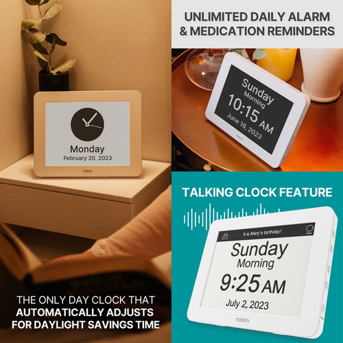 Reloj Diurno Digital Robin Versión 2022 Con Alarmas Y Calend