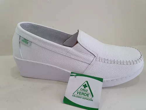 Zapato Enfermeria Romulo 0085 Blanco Cruz Verde | Envío