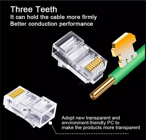 Conector Modular Utp Cat6 Rj45, 8p8c, Rj45, 100 Unidades