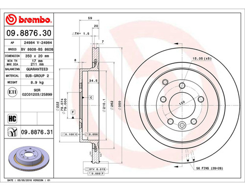 Par Discos Brembo Land Rover Range Rover Sport Le 2008 Tra