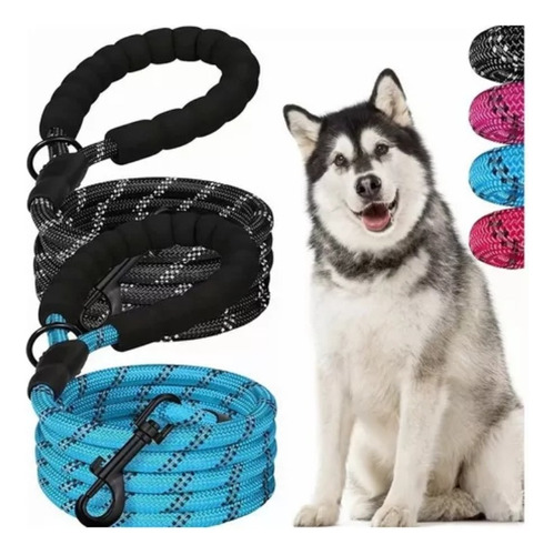 Correa Para Perro Grande Resistente Fuerte 2pcs Color Negro Y Azul