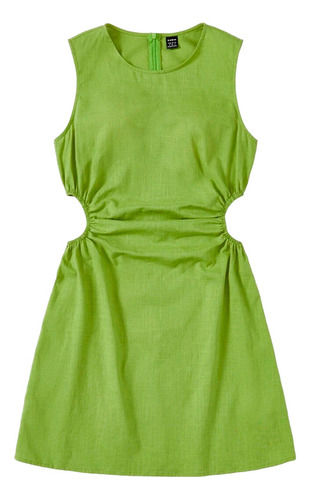 Vestido Shein Ezwear Verde Fruncido Lateral Talla S