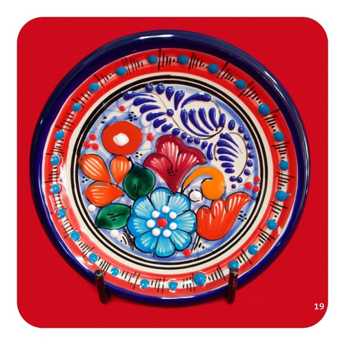 Imagen 6 de 7 de 3 Platos Talavera Poblana Colores 15 Cm Diseños Diferentes