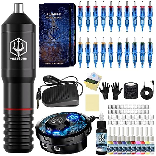 Kit De Tatuaje Poseidon Kit De Pluma De Tatuaje Con Fuente D