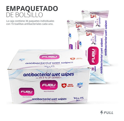 Imagen 2 de 8 de Toallitas Desinfectantes De Bolsillo Antibacteriales Fubu