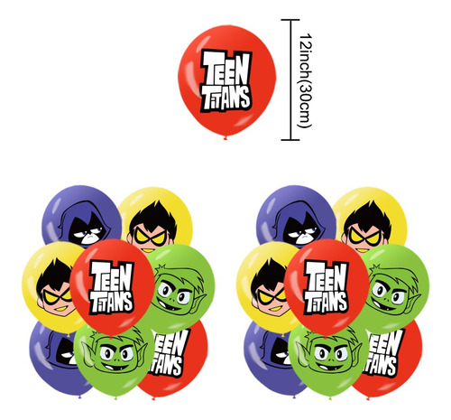 Kit Fiesta Teen Titans Globos De Cumpleaños Infantil