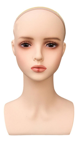 Cabeza De Maniquí Calva Femenina, Labios Rojos Claros