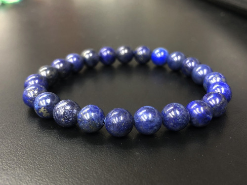 Pulseira De Pedra Bolinha Lapis Lazuli Azul 8mm Diâmetro 19 Cm