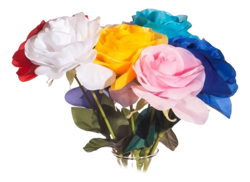 12 Rosas Artificiales Flores De Tallo Largo Sumergibles 