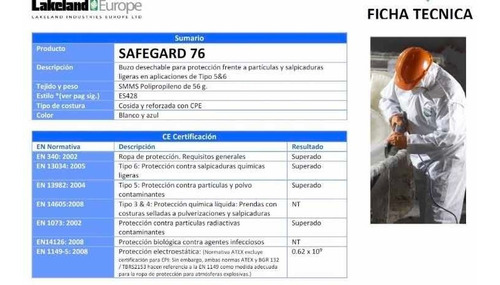 Mameluco Overol Lakeland Safegard 76