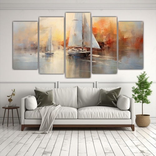 100x50cm Cuadro Inspirado En Eugene Boudin - Cinco Composici