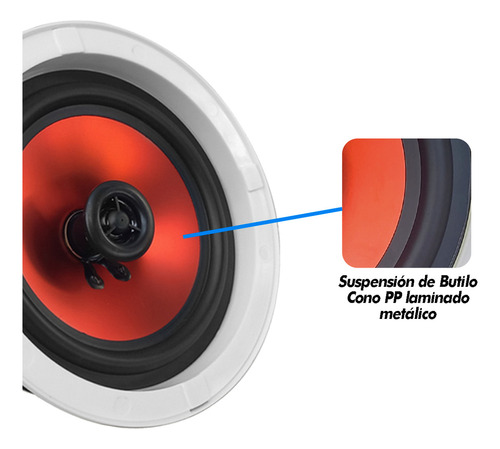 4 Bocinas Plafon Bluetooth Amplificada 6.5 PuLG By Steelpro Color Blanco