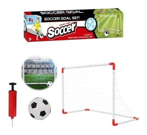 Mini Canchas Futbol Niños Balón Mallas Inflador Kit Set