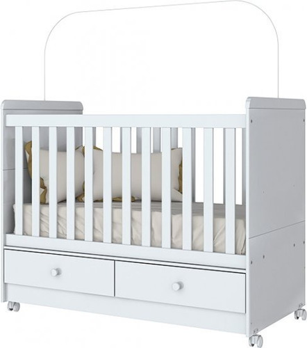 Berço Vira Mini Cama Aquarela 2 Gavetas - Branco