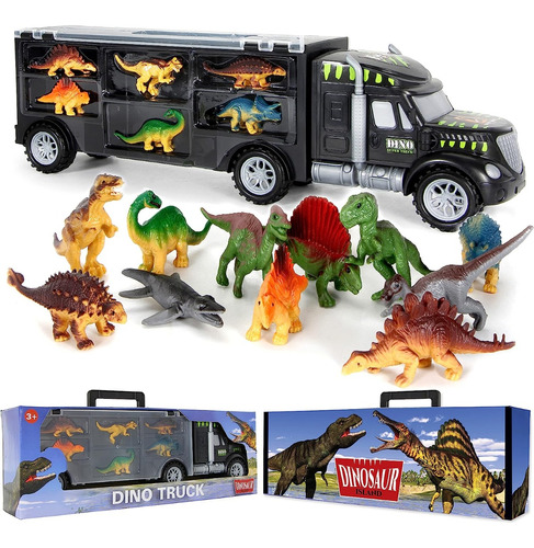 Camión Transportador De Dinosaurios, Juego De 12 Piezas