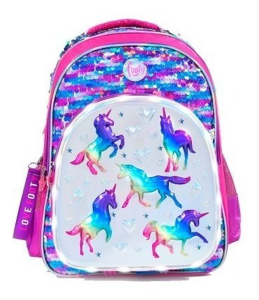 Mochila Footy D Espalda Grd Luz Y Lentejuelas Unicornio 45cm