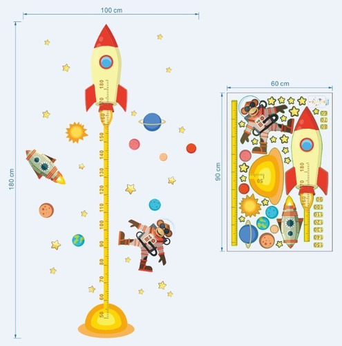 Mono Astronauta Tallimetro Para Niños  Vinil  Sticker