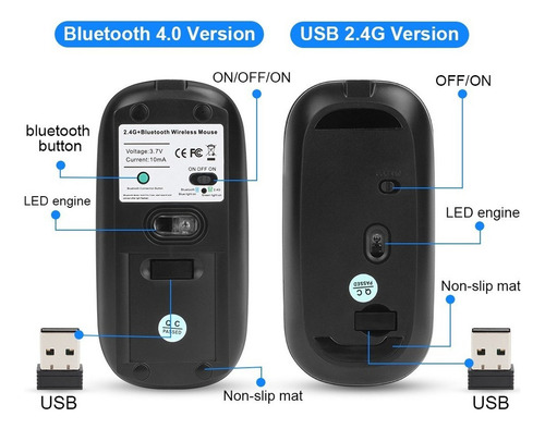 Mouse Sem Fio Bluetooth 4.0 Recarregável Ultra Silencioso
