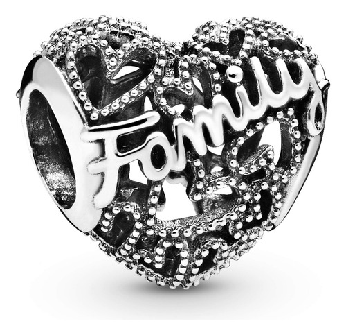 Charm Pandora Family Heart De Plata De Ley Con Caja De Regal