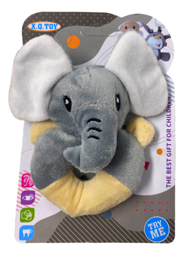 Sonajero Con Chifle Y Agarre Animalitos Marplast Color Gris Diseño Elefante