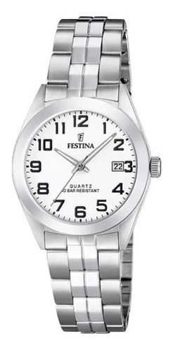 Reloj Festina F20438/1 Acero Dama Sumergible Color De La Malla Plateado Color Del Bisel Plateado Color Del Fondo Blanco