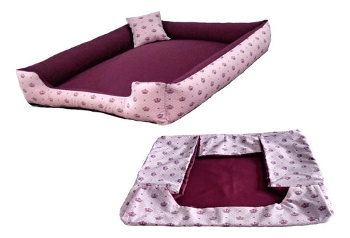 Cama Pra Cachorro Grande Cama Pet + Capa Extra 70x80cm Cor Cama Vinho + Capa Vinho