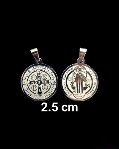 Dije, Medalla San Benito Abad Acero Inoxidable 2.5cm