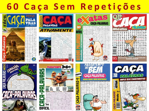 Kit 60 Revistas Caça Palavras - Sem Repetições