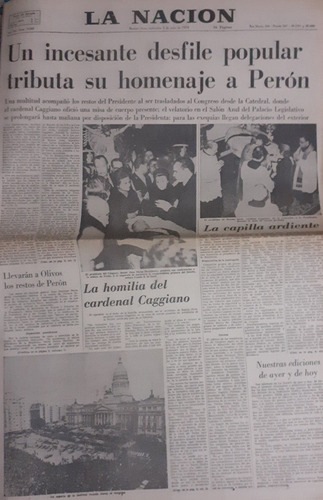 La Nacion 3/7/1974 Muerte Juan Domingo Peron